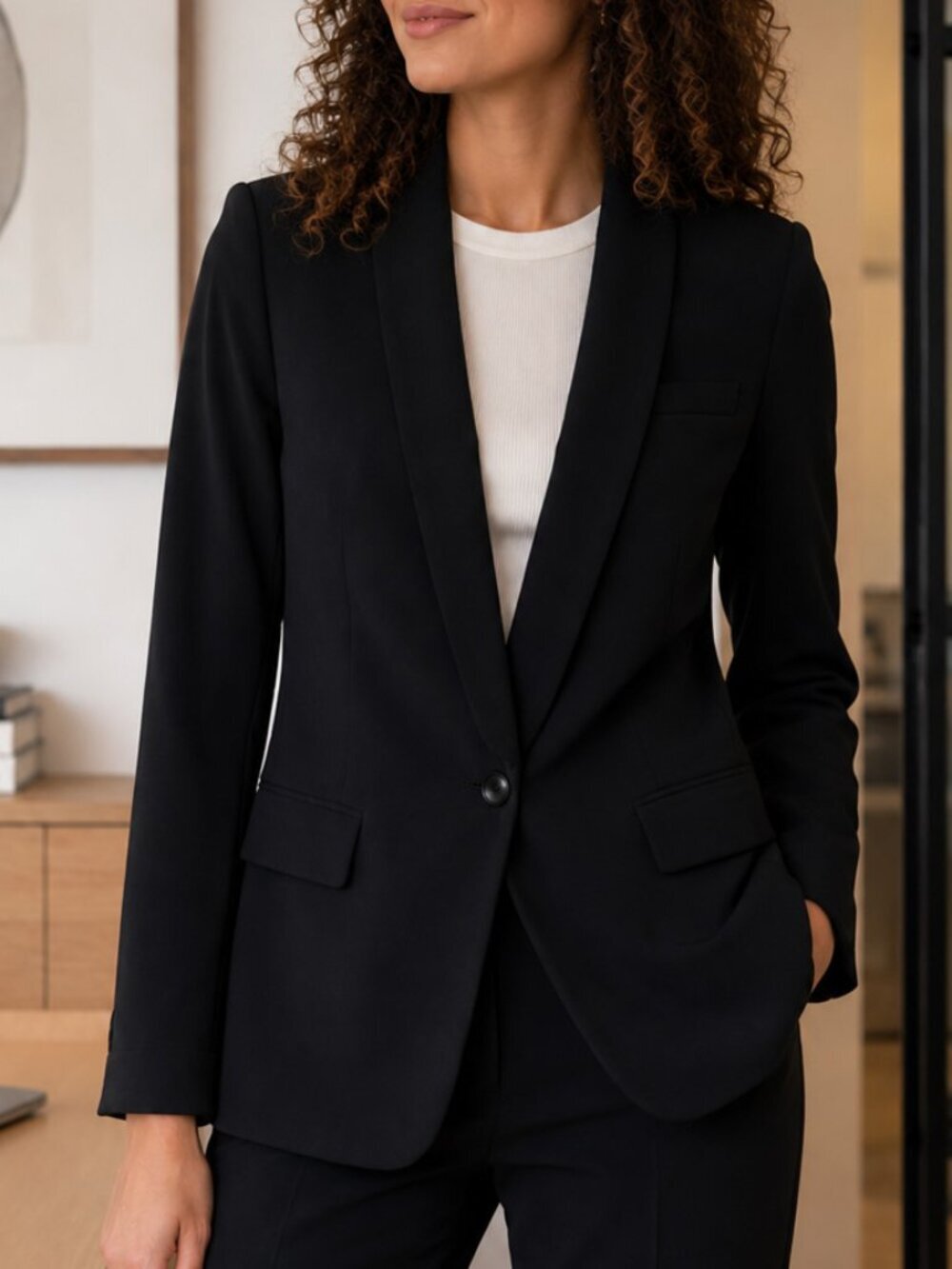 BCBGMaxazria Bradly Black Single Button Blazer Size M